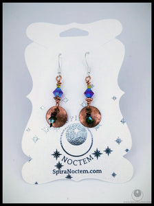 Copper Disc Earrings with Swarovski Crystals